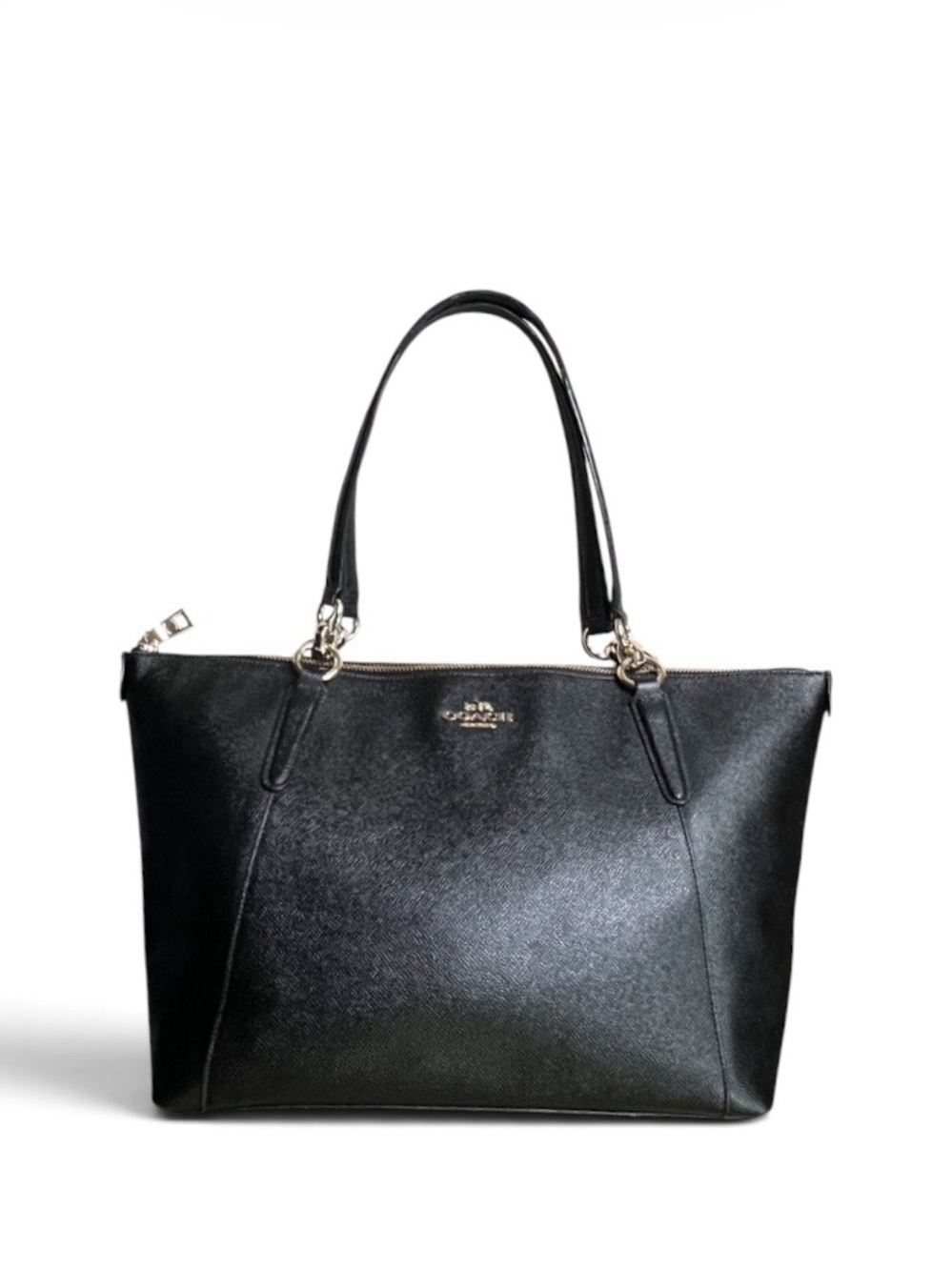 Coach Station Tote Bag in Black Crossgrain Leather w/Gold-Tone Hardware - Picture 2 of 16